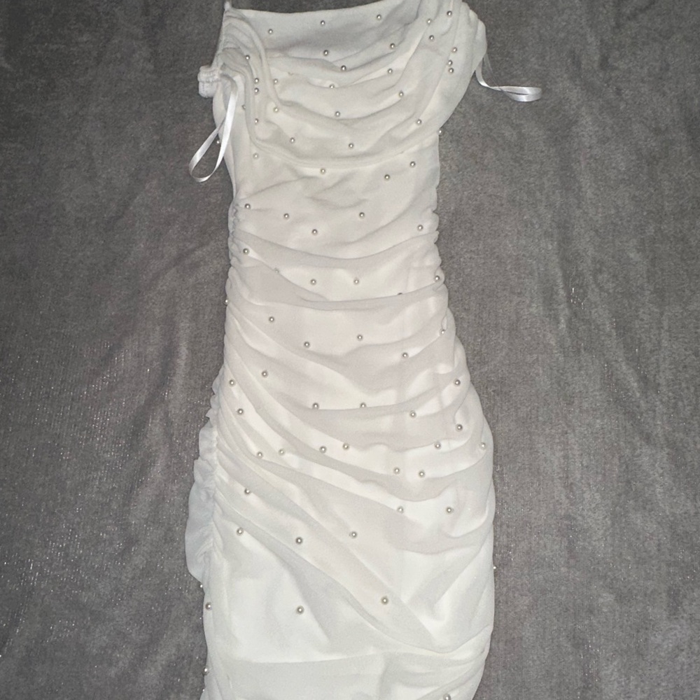Windsor White Ruched Mini Dress